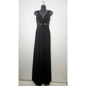 Sherri Hill Black Lace Maxi Full Length Gown Dress 2 Formal Evening Prom Guest